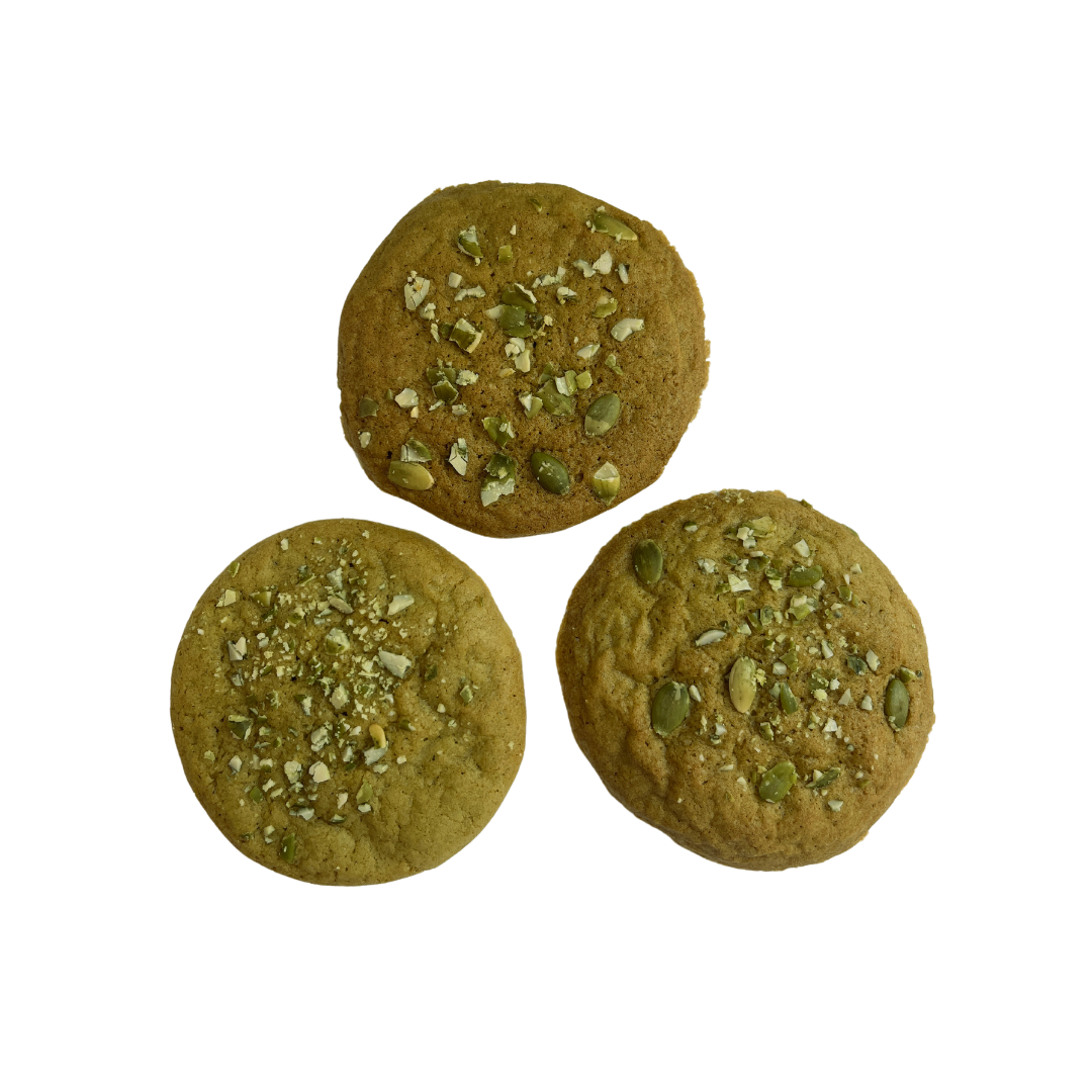 Matcha and Pumpkin Seed Cookie